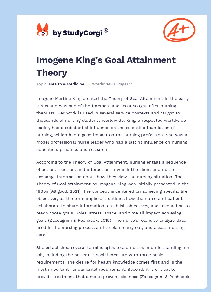 Imogene King’s Goal Attainment Theory. Page 1