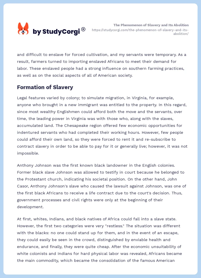 The Phenomenon of Slavery and Its Abolition. Page 2