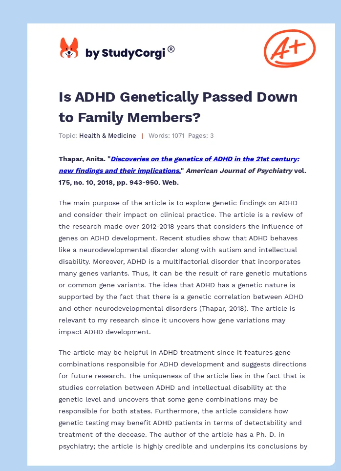 Is ADHD Genetically Passed Down to Family Members?. Page 1