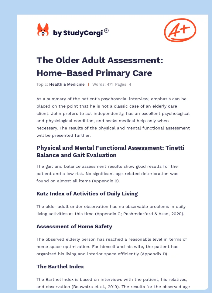 The Older Adult Assessment: Home-Based Primary Care. Page 1