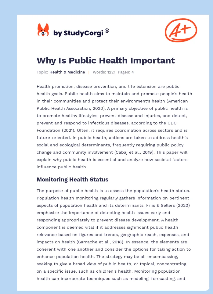 Why Is Public Health Important. Page 1