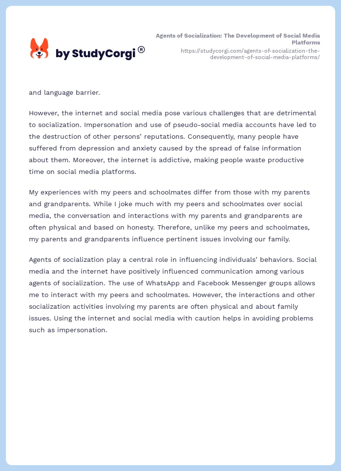 Agents of Socialization: The Development of Social Media Platforms. Page 2