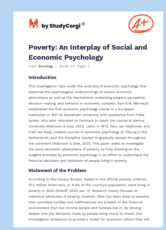 Poverty: An Interplay of Social and Economic Psychology. Page 1