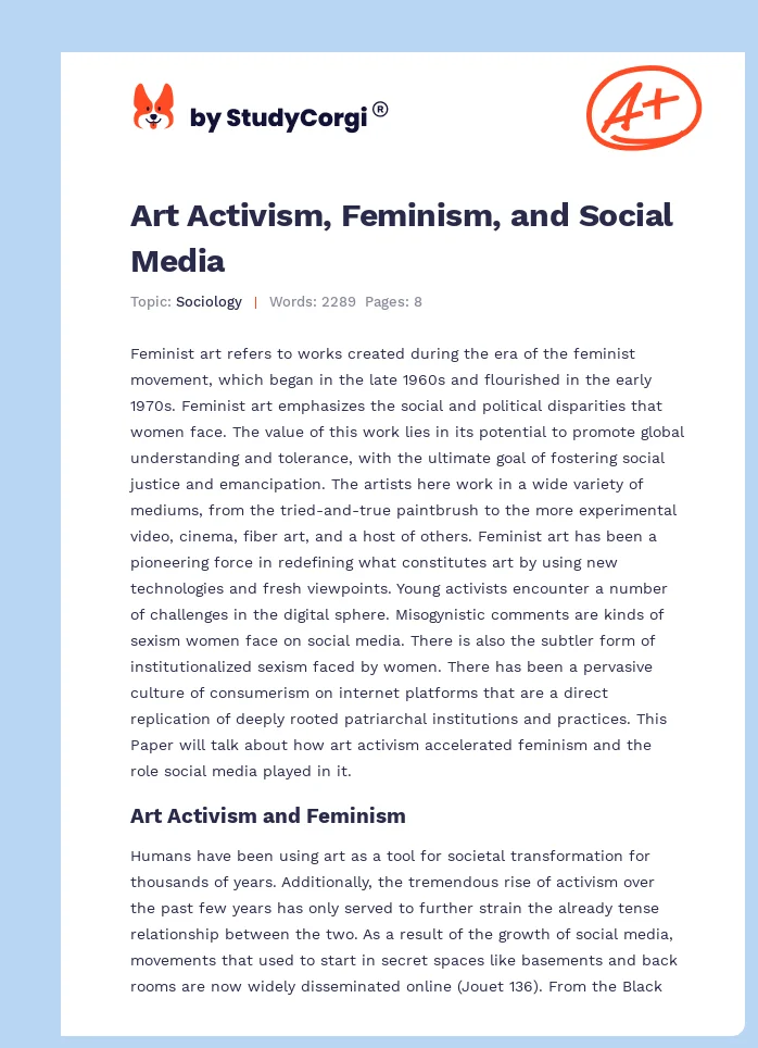 Art Activism, Feminism, and Social Media. Page 1