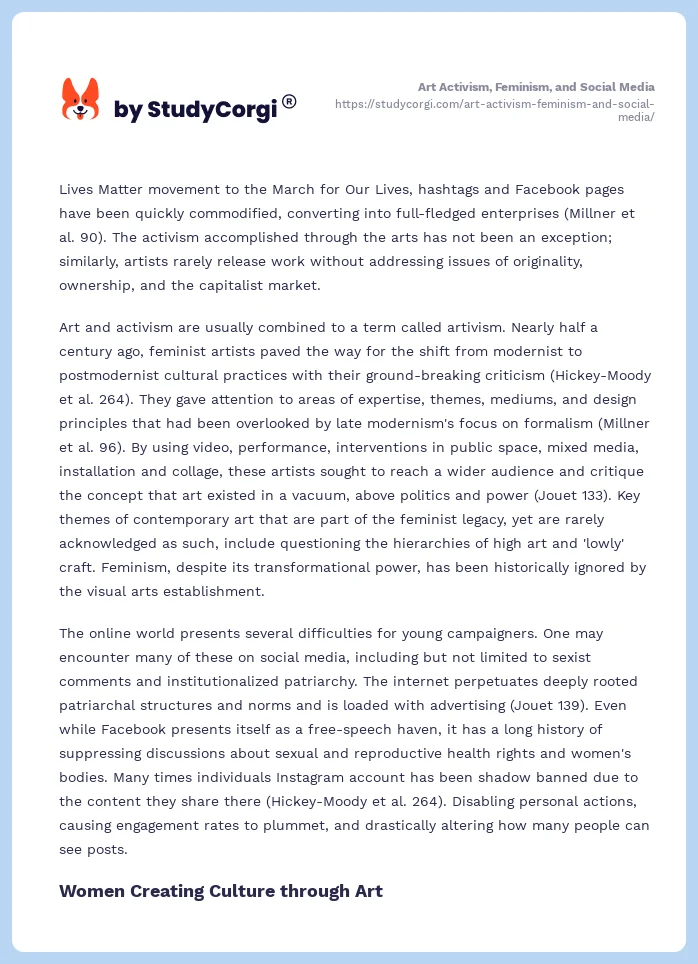 Art Activism, Feminism, and Social Media. Page 2
