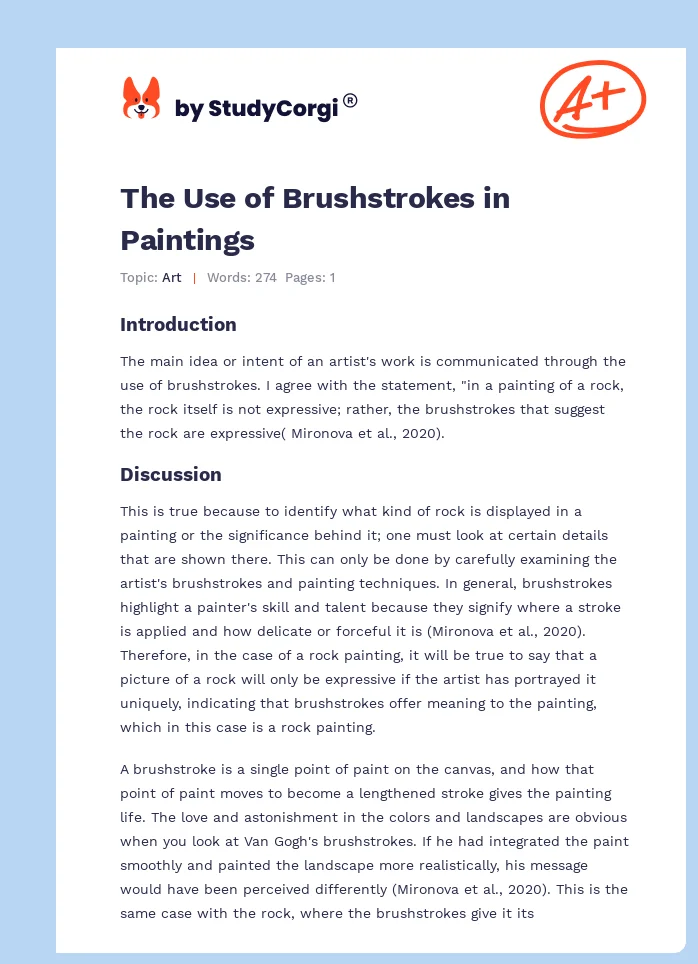 The Use of Brushstrokes in Paintings. Page 1