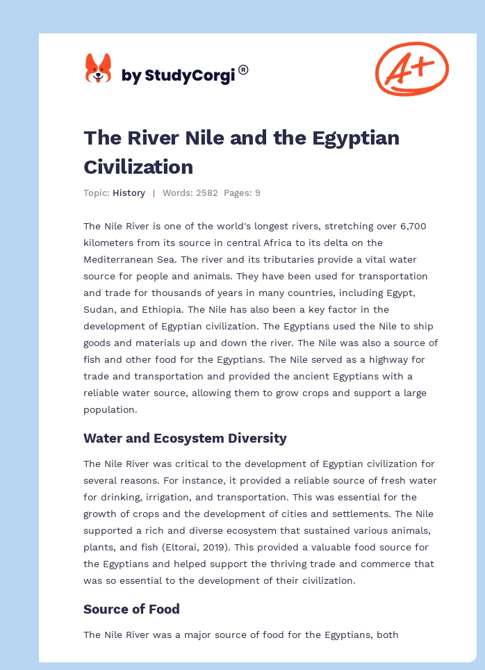 The River Nile and the Egyptian Civilization. Page 1
