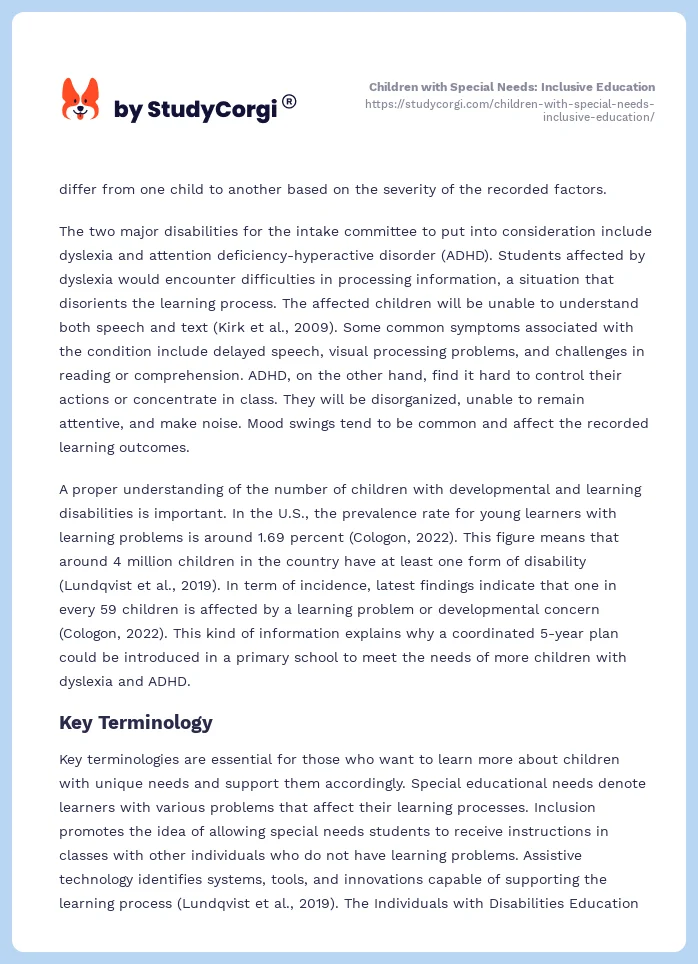 Children with Special Needs: Inclusive Education. Page 2