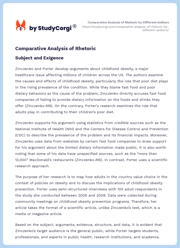 Comparative Analysis of Rhetoric by Different Authors. Page 2