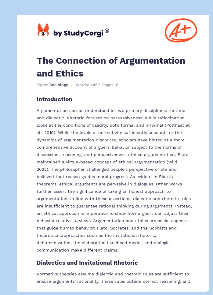 The Connection of Argumentation and Ethics. Page 1