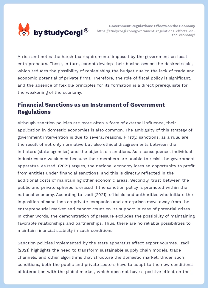 Government Regulations: Effects on the Economy. Page 2