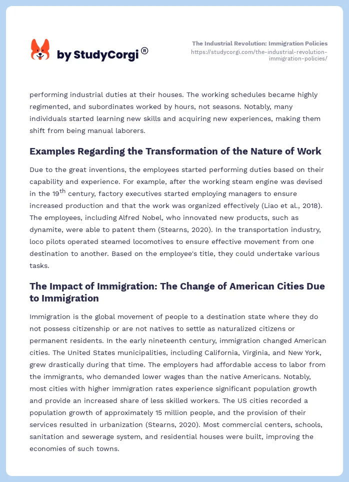 The Industrial Revolution: Immigration Policies. Page 2