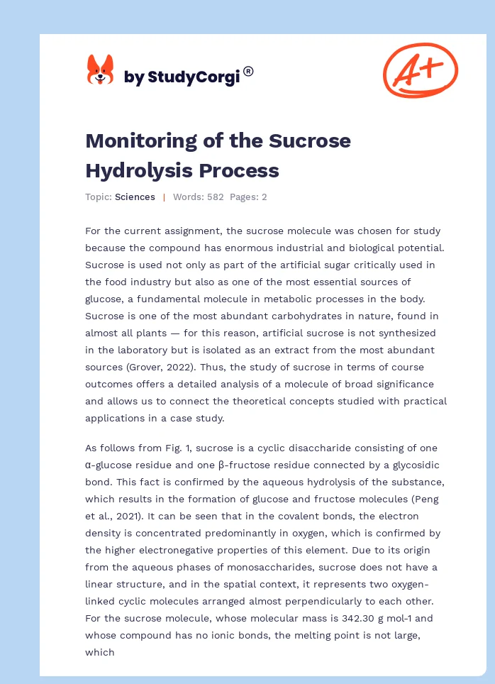 Monitoring of the Sucrose Hydrolysis Process. Page 1