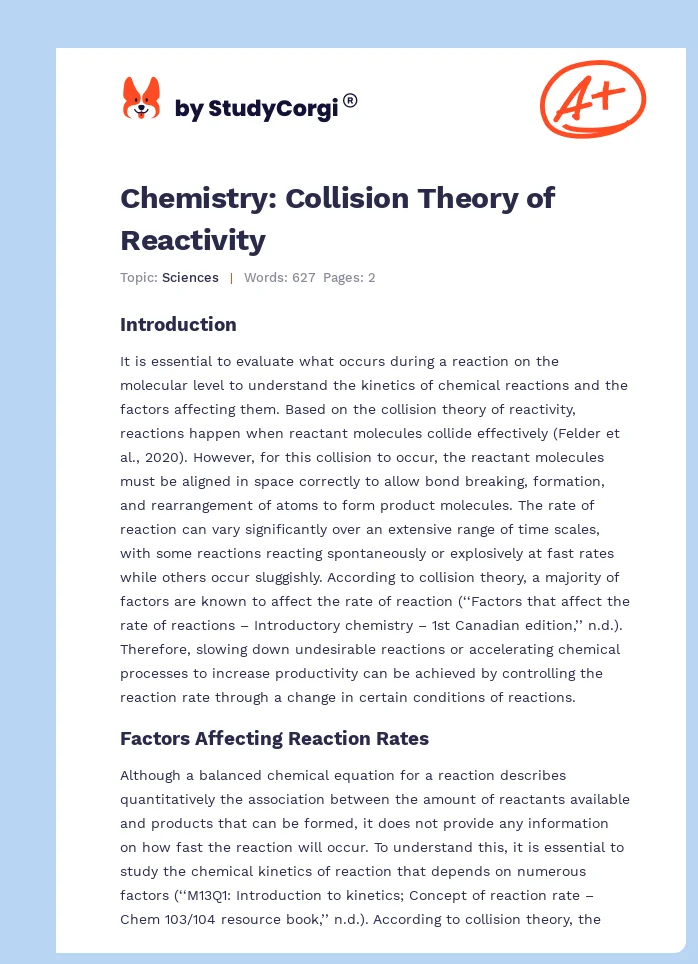Chemistry: Collision Theory of Reactivity. Page 1