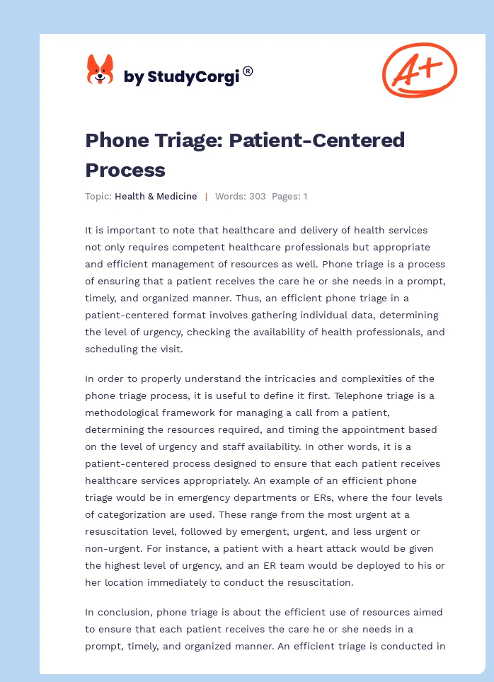 Phone Triage: Patient-Centered Process. Page 1