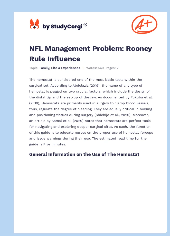 NFL Management Problem: Rooney Rule Influence. Page 1