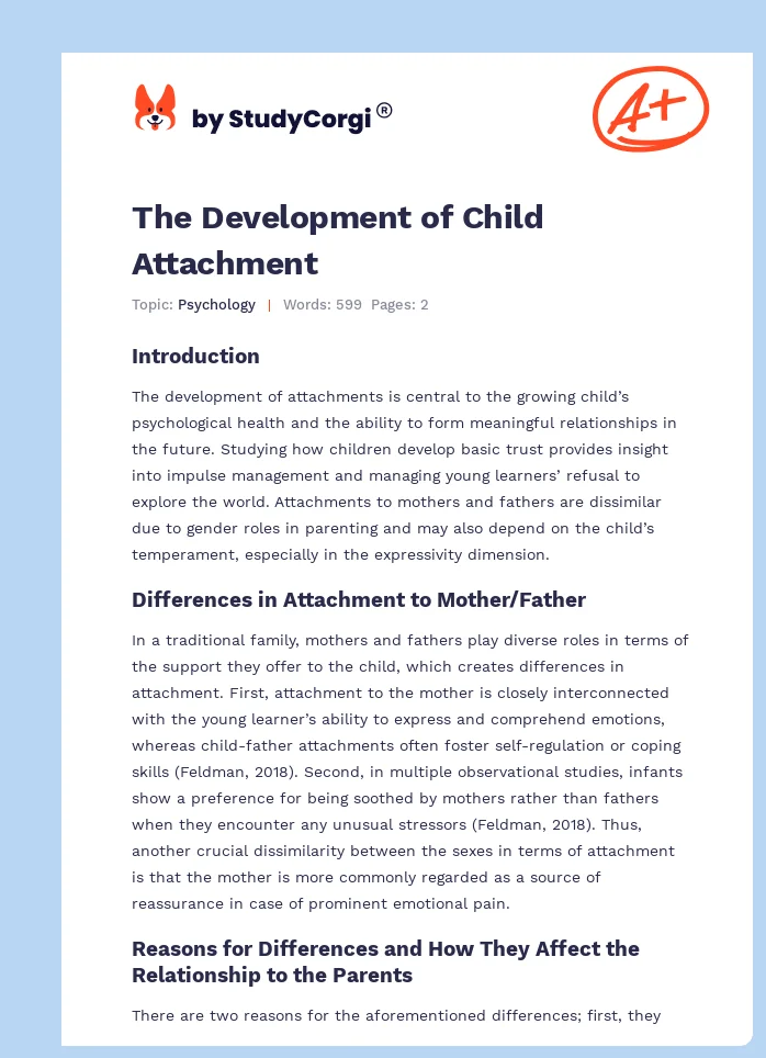 The Development of Child Attachment. Page 1