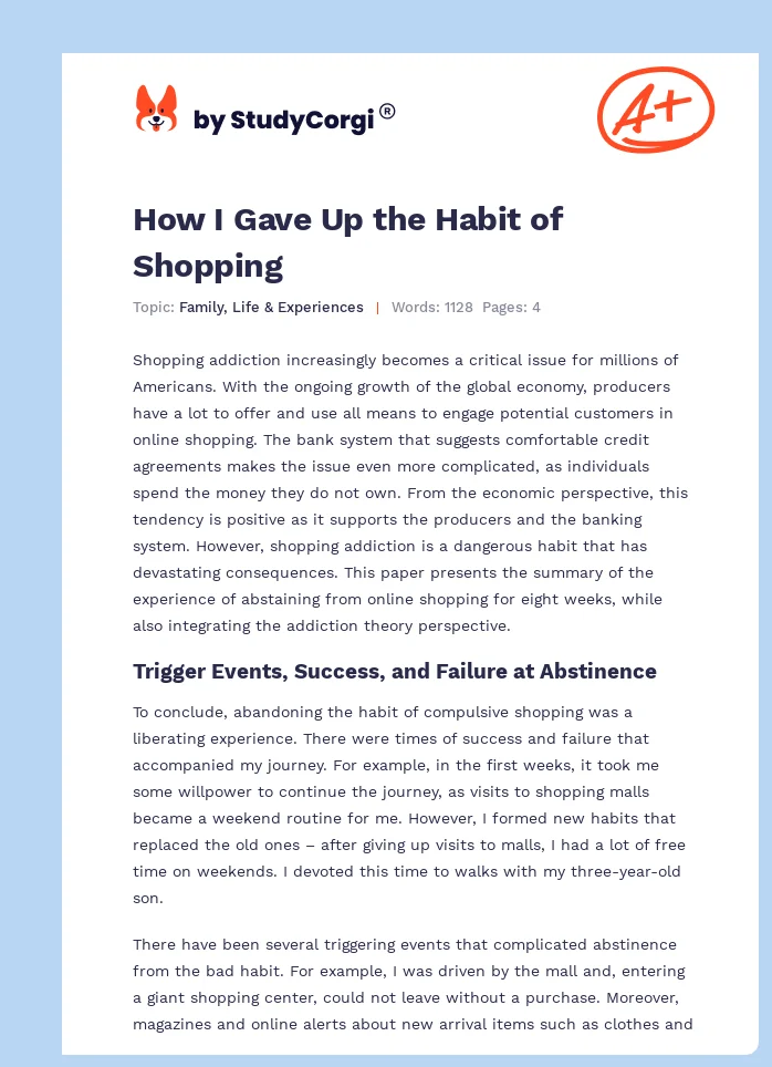 How I Gave Up the Habit of Shopping. Page 1