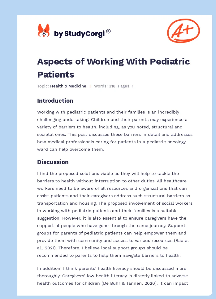 Aspects of Working With Pediatric Patients. Page 1