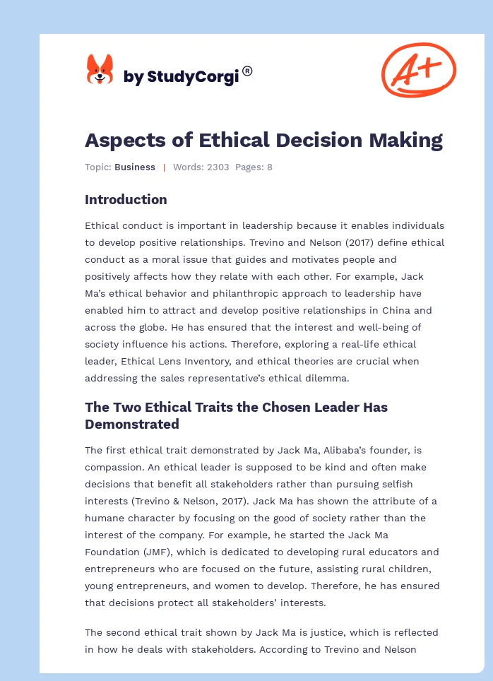 Aspects of Ethical Decision Making. Page 1