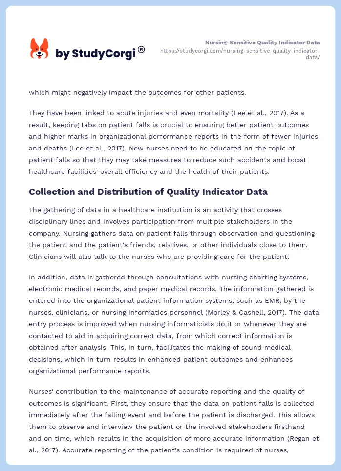 Nursing-Sensitive Quality Indicator Data. Page 2