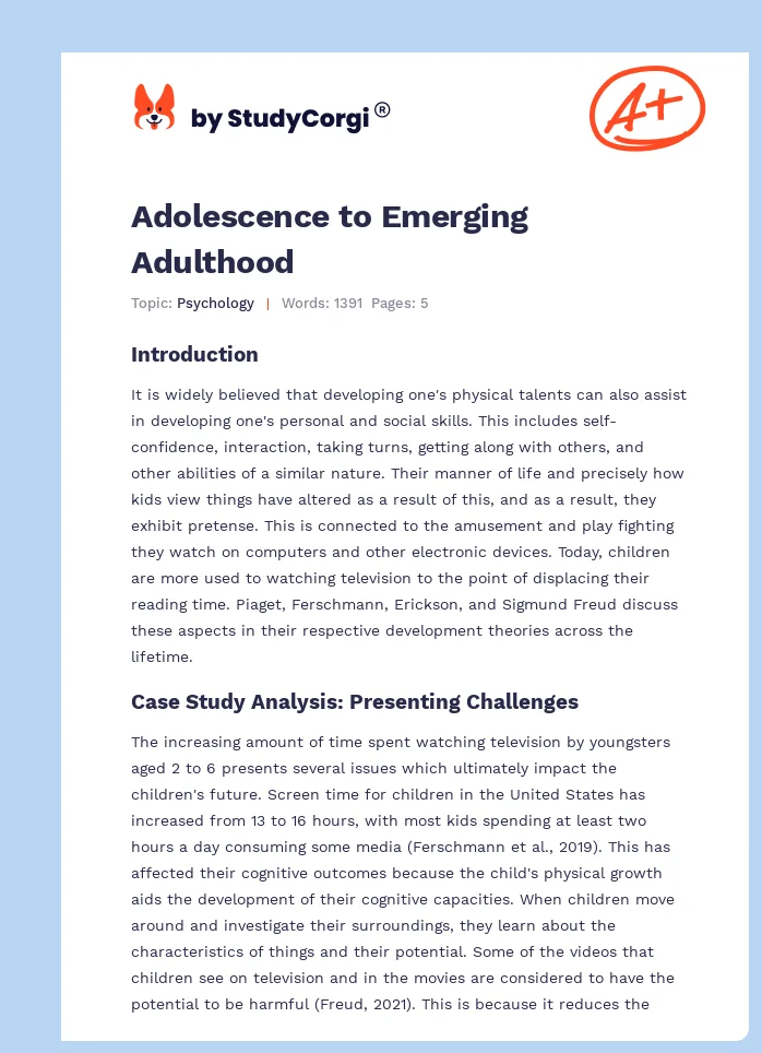 Adolescence to Emerging Adulthood. Page 1