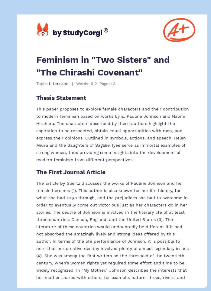 Feminism in "Two Sisters" and "The Chirashi Covenant". Page 1