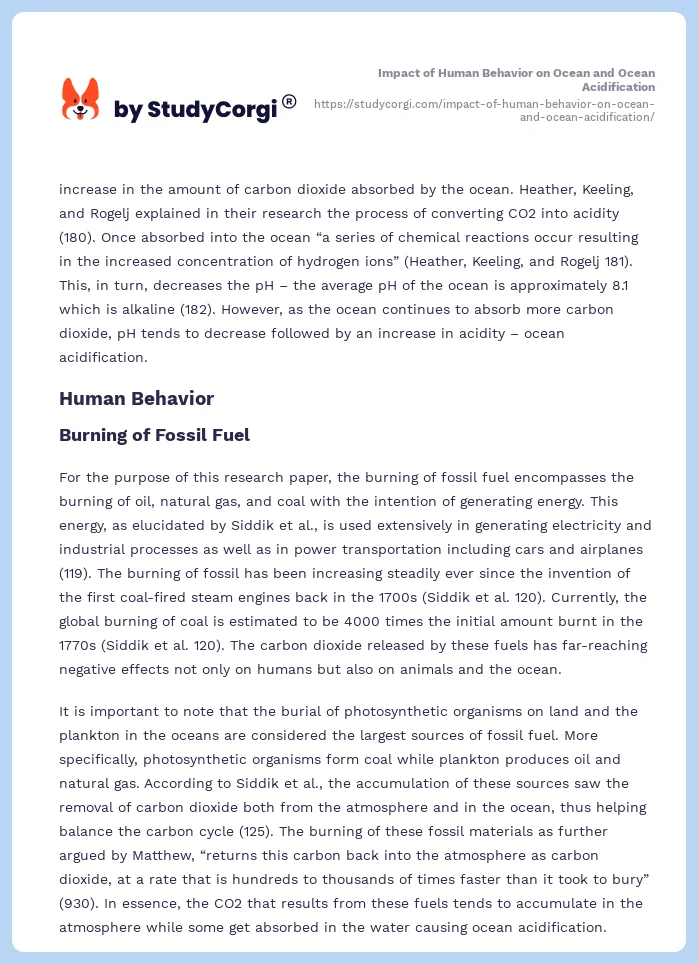 Impact of Human Behavior on Ocean and Ocean Acidification. Page 2