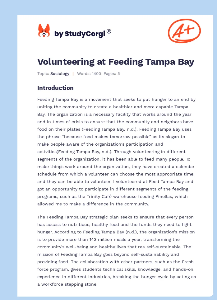 Volunteering at Feeding Tampa Bay. Page 1