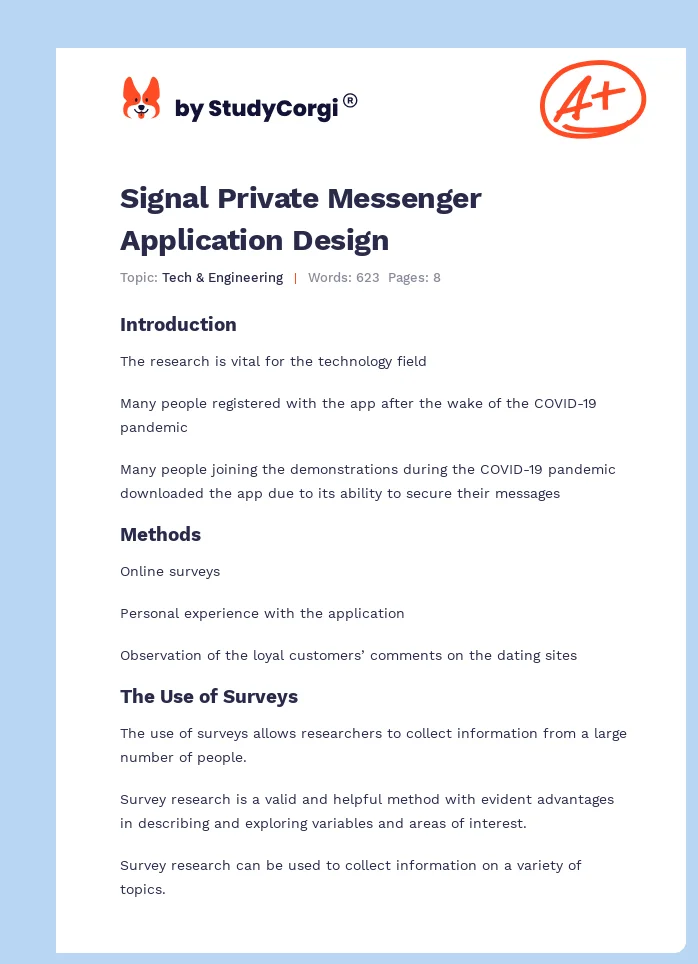 Signal Private Messenger Application Design. Page 1