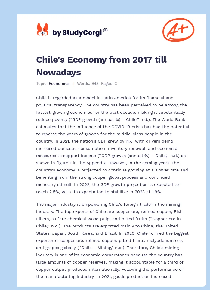 Chile's Economy from 2017 till Nowadays. Page 1