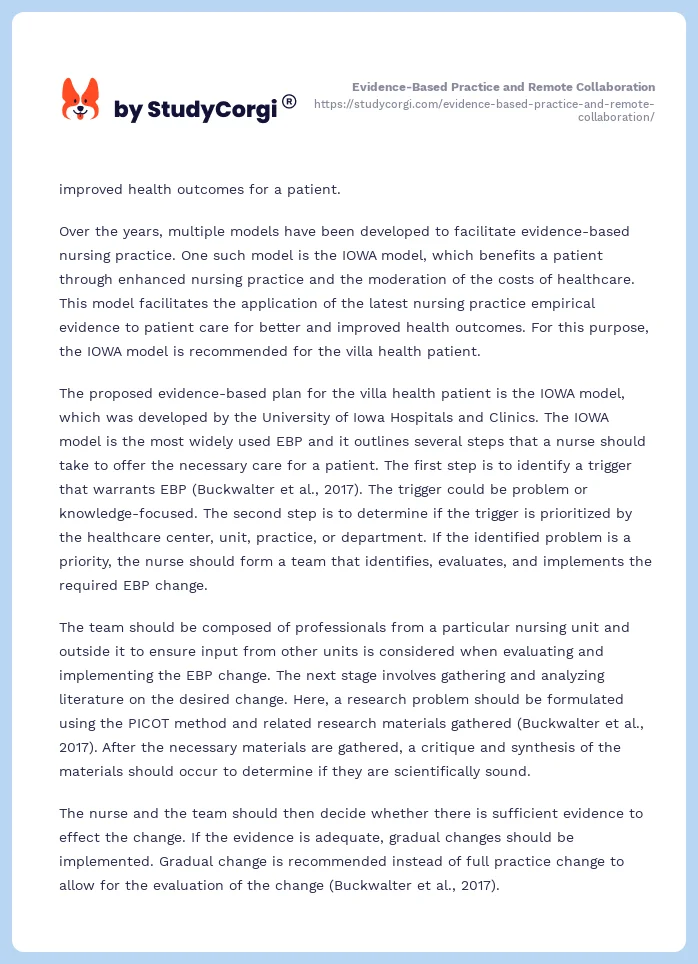 Evidence-Based Practice and Remote Collaboration. Page 2
