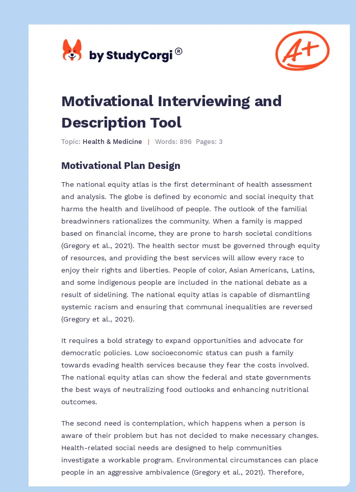 Motivational Interviewing and Description Tool. Page 1