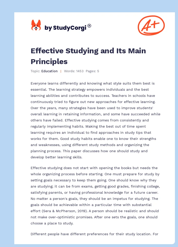 Effective Studying and Its Main Principles. Page 1