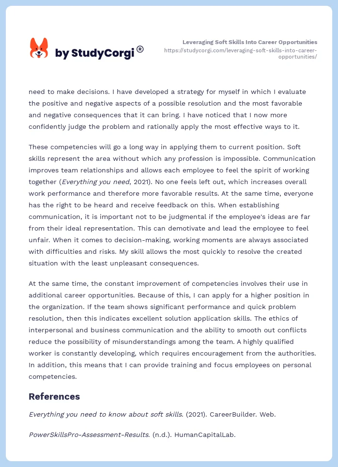 Leveraging Soft Skills Into Career Opportunities. Page 2