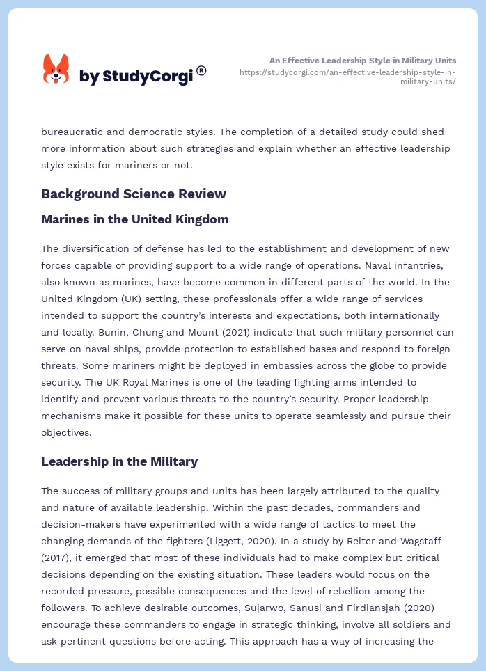 An Effective Leadership Style in Military Units. Page 2