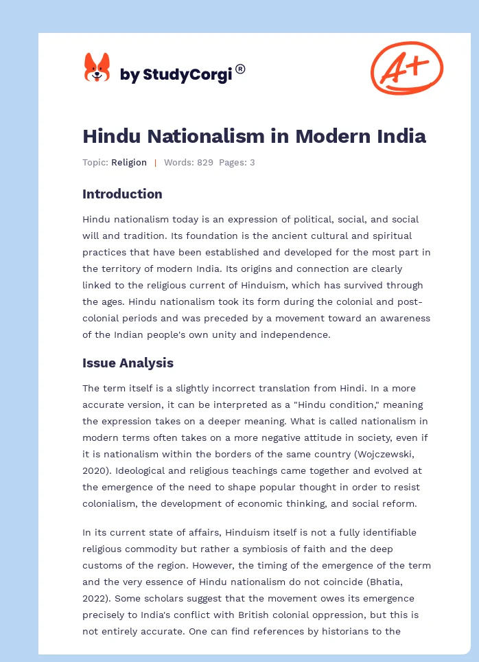 Hindu Nationalism in Modern India. Page 1