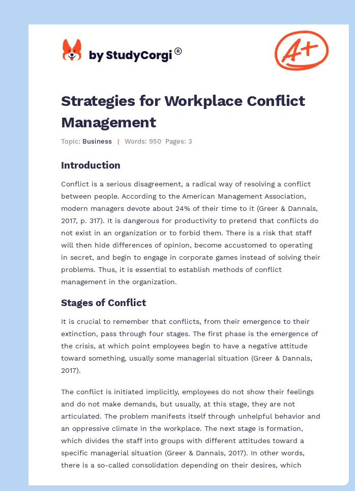 Conflict Management in Business. Page 1