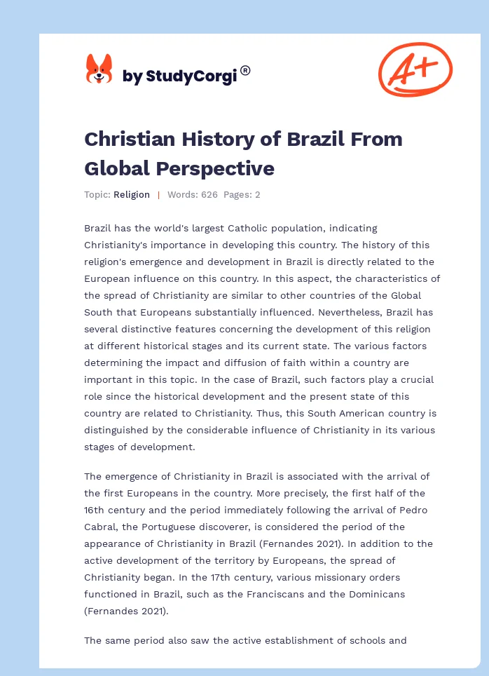 Christian History of Brazil From Global Perspective. Page 1