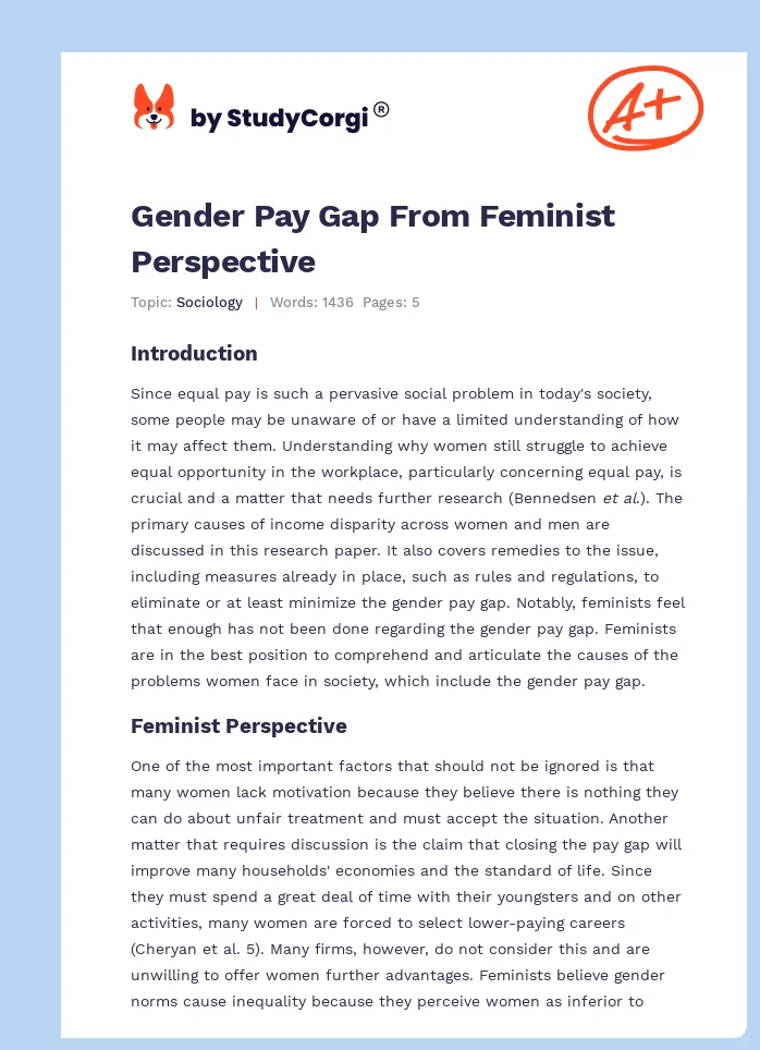 Gender Pay Gap From Feminist Perspective. Page 1