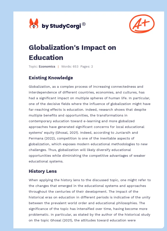 Globalization's Impact on Education. Page 1