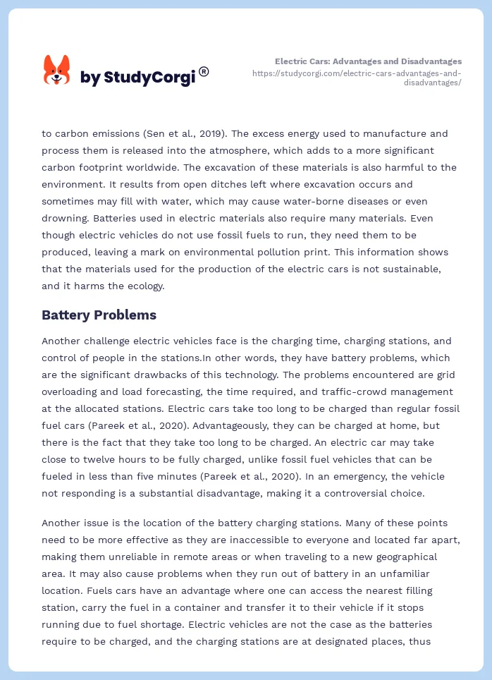Electric Cars: Advantages and Disadvantages. Page 2