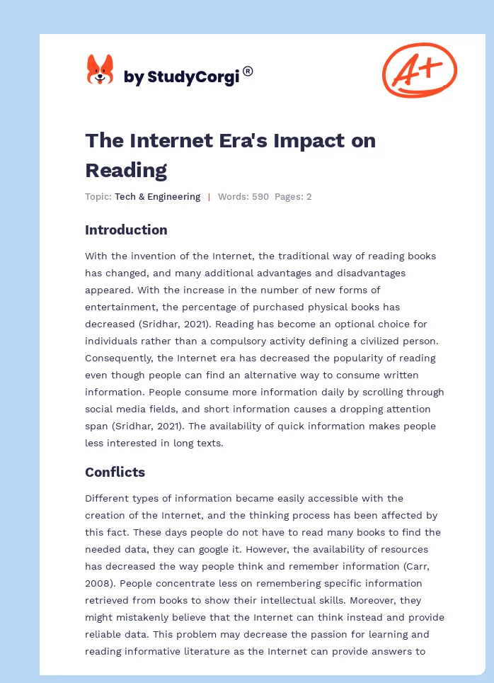 The Internet Era's Impact on Reading. Page 1