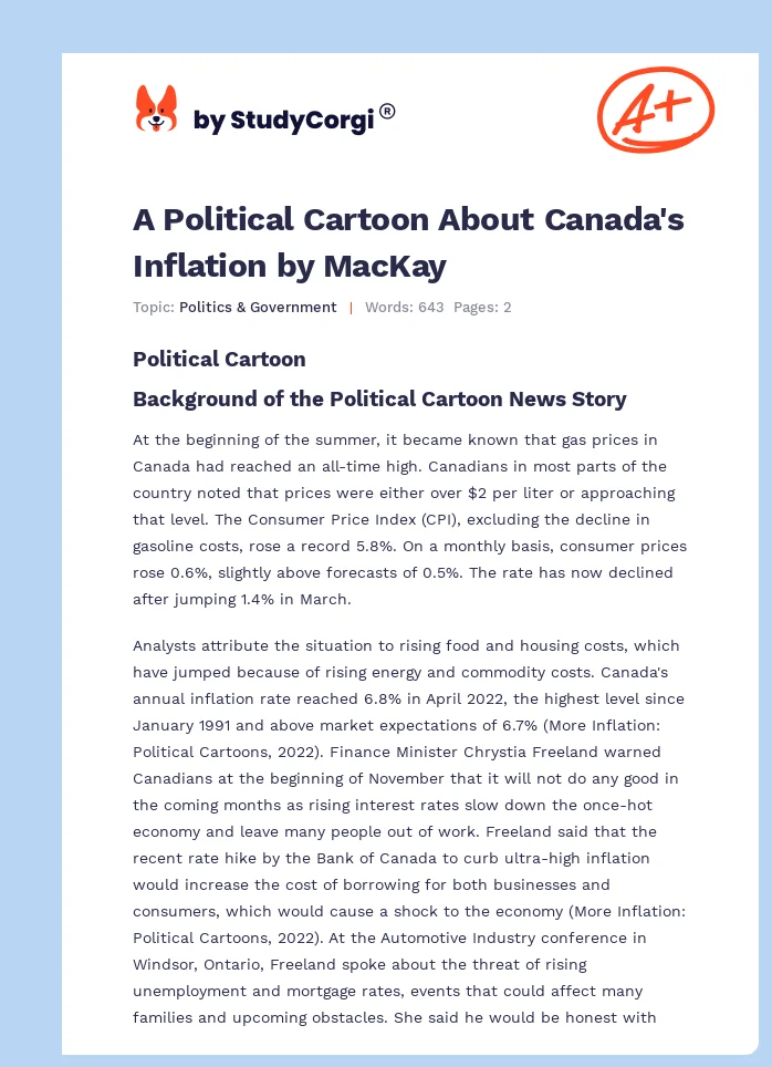 A Political Cartoon About Canada's Inflation by MacKay. Page 1