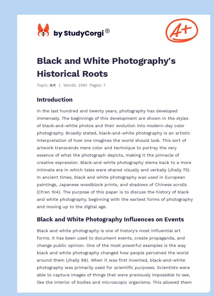 Black and White Photography's Historical Roots. Page 1