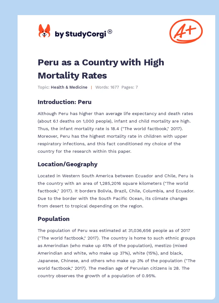 Peru as a Country with High Mortality Rates. Page 1