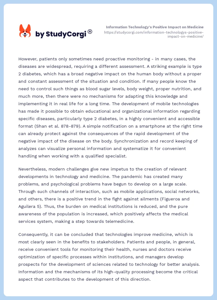 Information Technology's Positive Impact on Medicine. Page 2
