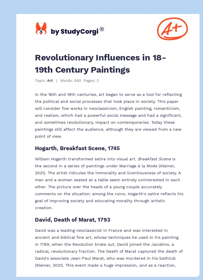 Revolutionary Influences in 18-19th Century Paintings. Page 1