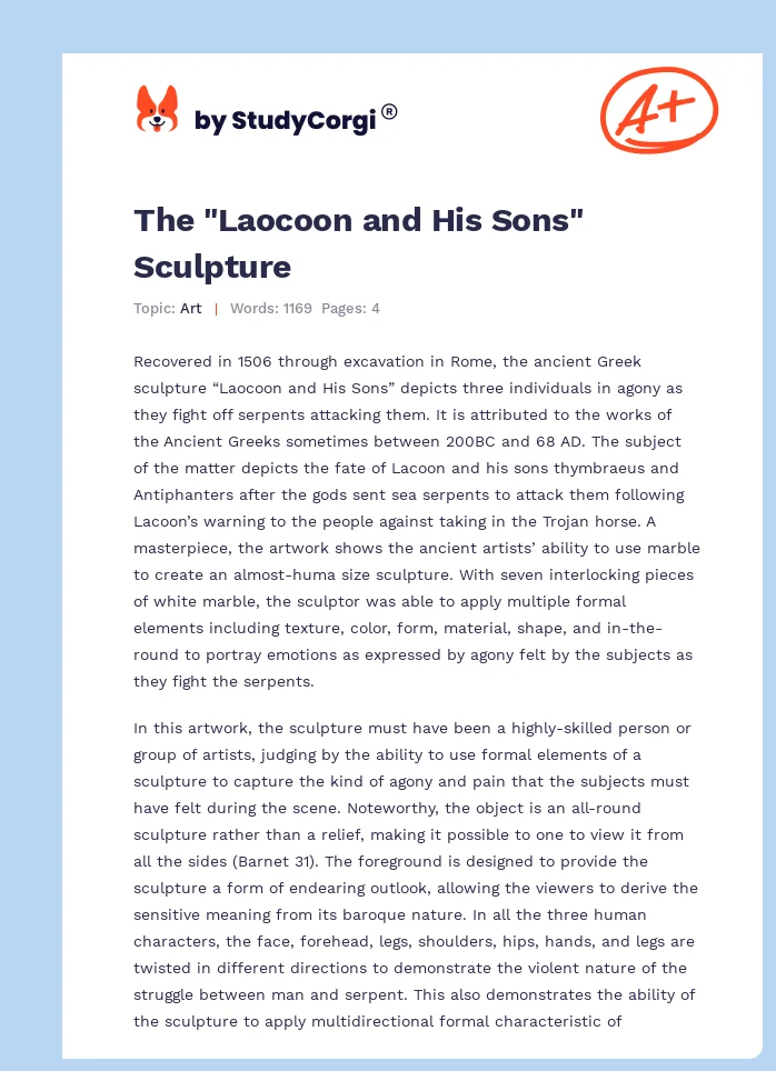 The "Laocoon and His Sons" Sculpture. Page 1