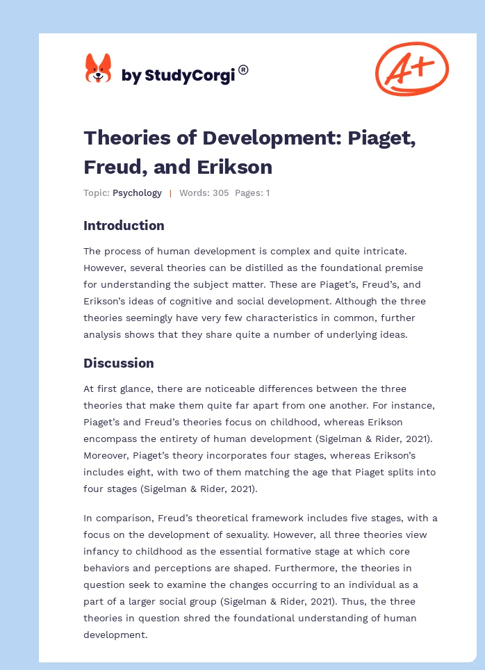Theories of Development: Piaget, Freud, and Erikson. Page 1
